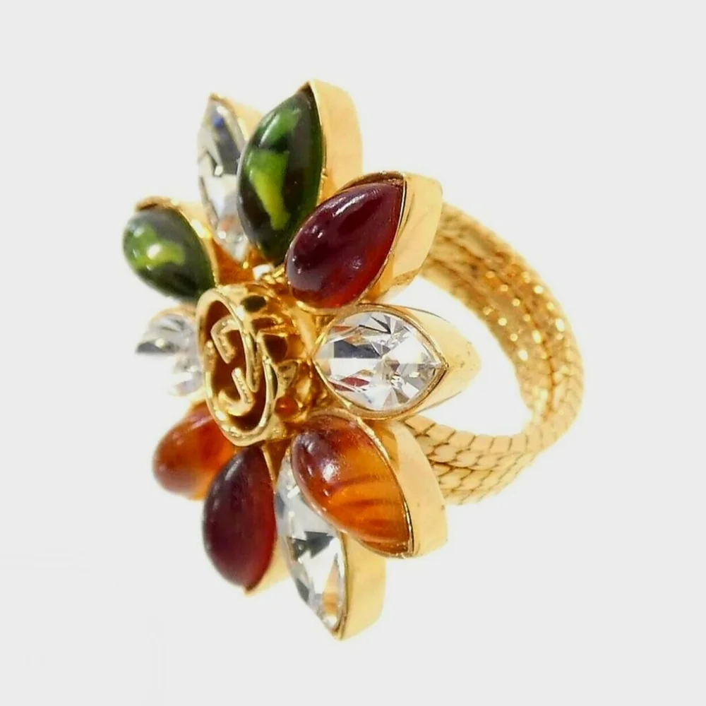 Gucci Interlocking Flower Multifinger Triple Band Ring - Size 6 - Picture 7 of 13